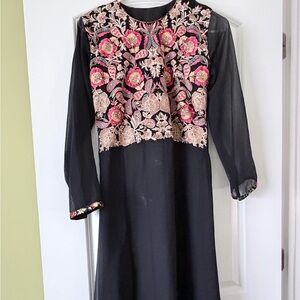 Black kameez and palazzo pants with Floral Embroidery